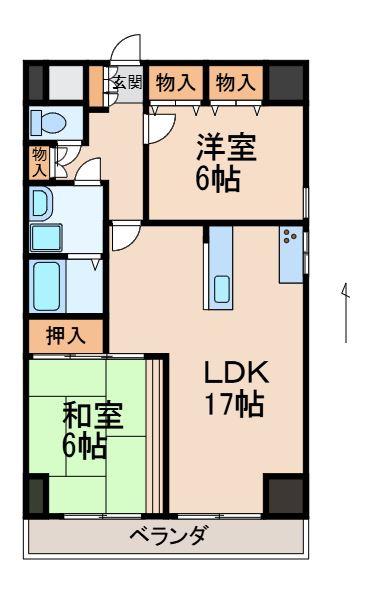 WAJIMA小雑賀マンション(2LDK/2階)の間取り写真