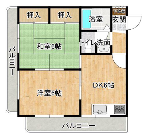 サンシャイン西宮(2DK/7階)の間取り写真