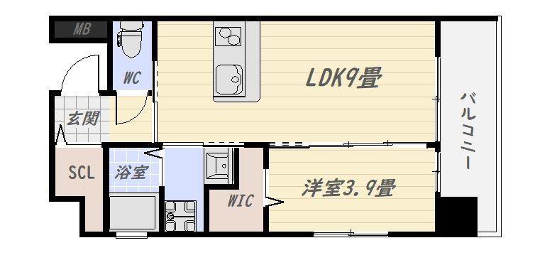 クレアグレイス荒田II(1LDK/4階)の間取り写真