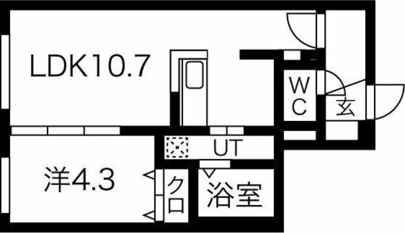 PRECIOSA菊水(1LDK/1階)の間取り写真