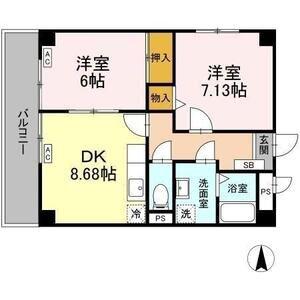ロイメント名駅(2DK/2階)の間取り写真