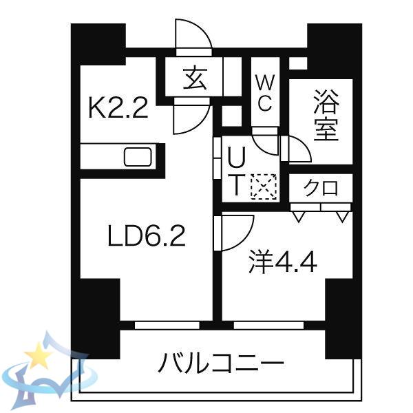 プライヴェル山鼻壱番館(1LDK/4階)の間取り写真