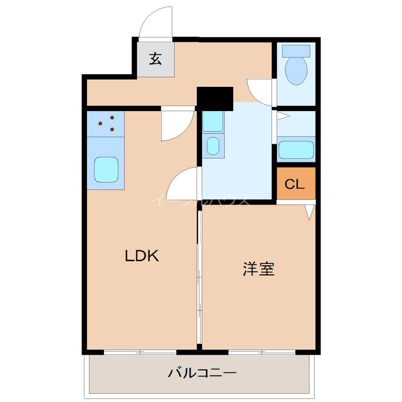 西鉄太宰府線 西鉄五条駅 徒歩10分 9階建 築34年(1LDK/4階)の間取り写真