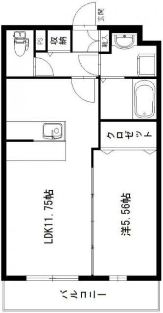 サウスキアラ(1LDK/3階)の間取り写真