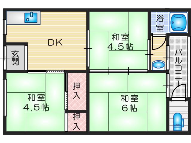 阪口文化(3DK/2階)の間取り写真