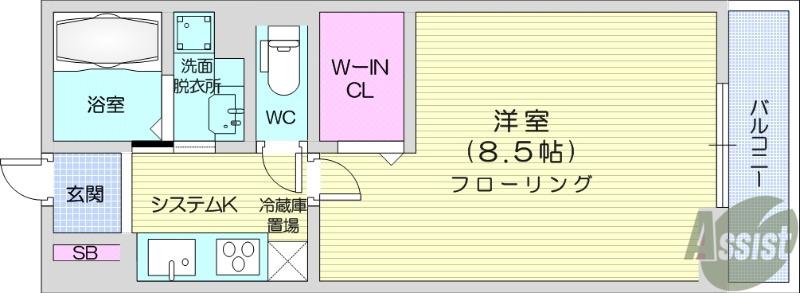 プルミエール中倉(1K/3階)の間取り写真