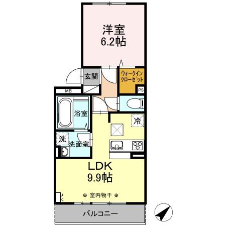 クレストテラス(1LDK/1階)の間取り写真