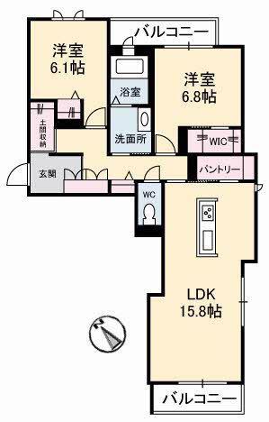 アルネスト(2LDK/2階)の間取り写真