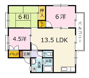 パール有安 E棟(3LDK/2階)の間取り写真