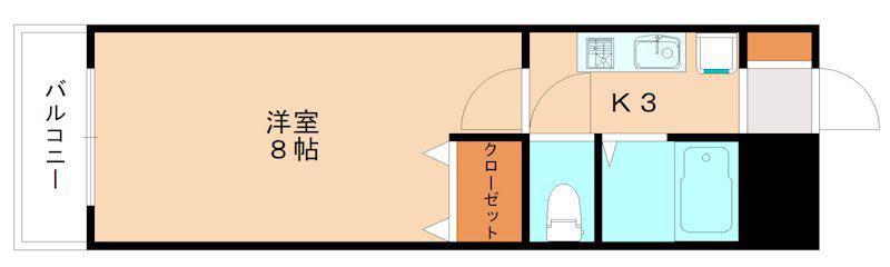 プレアール明和町(1K/8階)の間取り写真