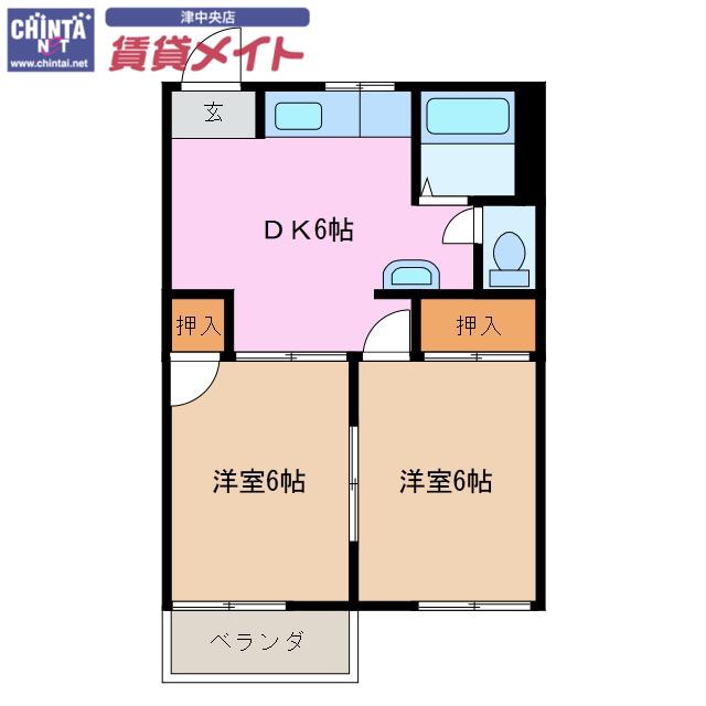 サンライフメイ(2DK/2階)の間取り写真