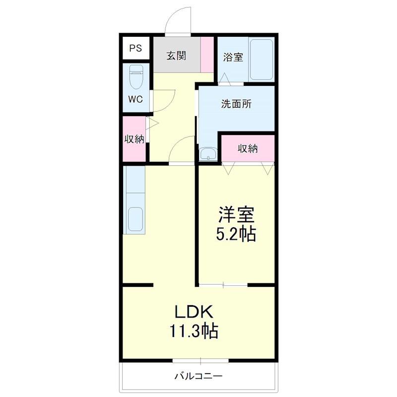 TCマンション(1LDK/2階)の間取り写真