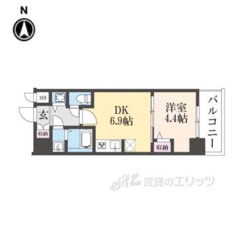 CRESTTAPP京都太秦天神川DEX1(1DK/5階)の間取り写真