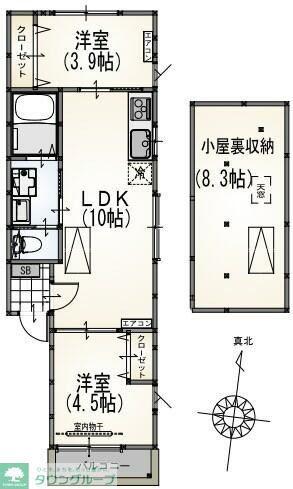 サンライズ成瀬A棟(2LDK/2階)の間取り写真