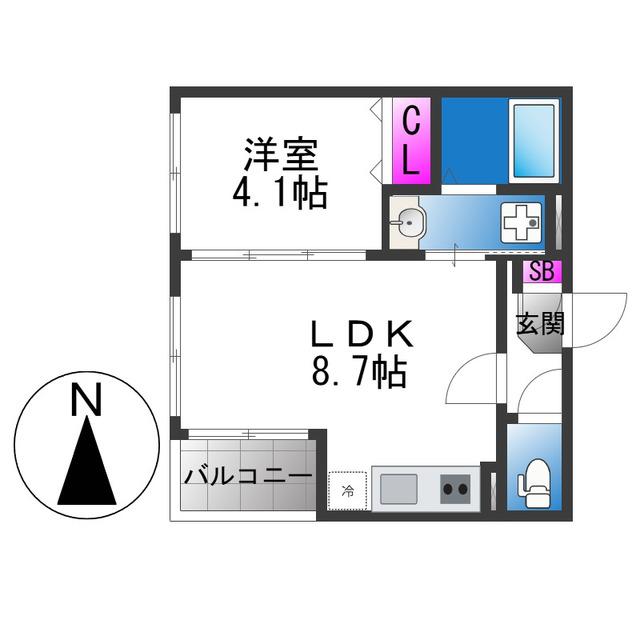ハーモニーテラス小路東VII(1LDK/2階)の間取り写真