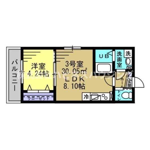 オークプレイス(1LDK/3階)の間取り写真