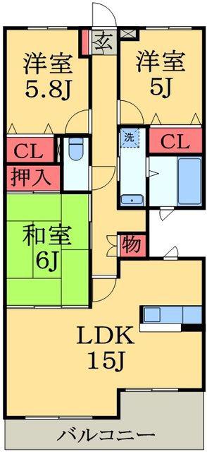 コルディアーレ西志津(3LDK/2階)の間取り写真