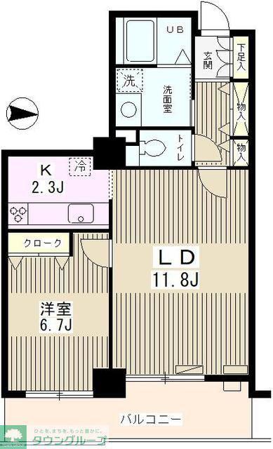 エルアージュ小石川B棟(1LDK/19階)の間取り写真