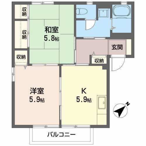 ローゼンハイム(2K/1階)の間取り写真