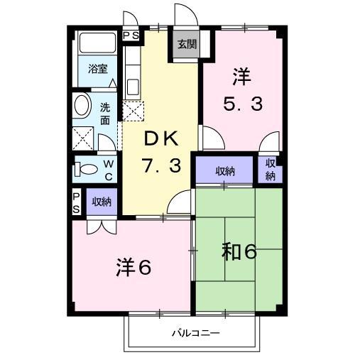 シャトレ苺B(3DK/1階)の間取り写真