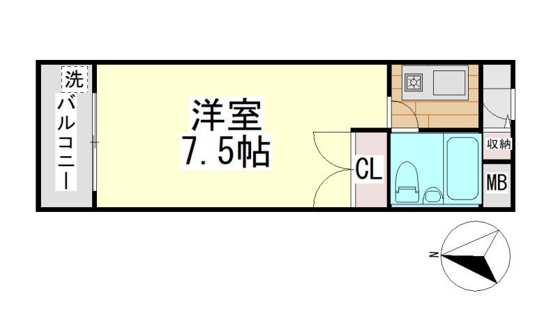 メゾンド六甲パートII(ワンルーム/3階)の間取り写真