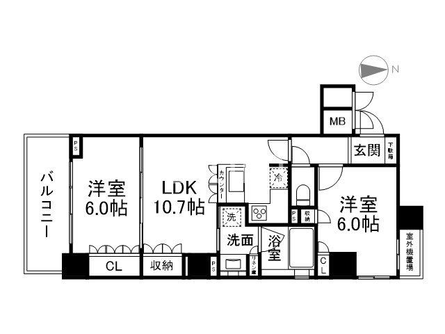 リーガル京都四条烏丸(2LDK/5階)の間取り写真