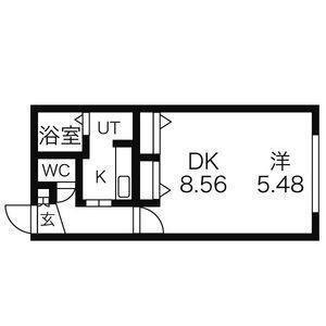 ゼスティ医大前(1LDK/2階)の間取り写真