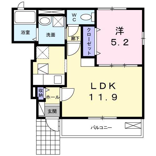 アンジュ アルモニーII(1LDK/1階)の間取り写真