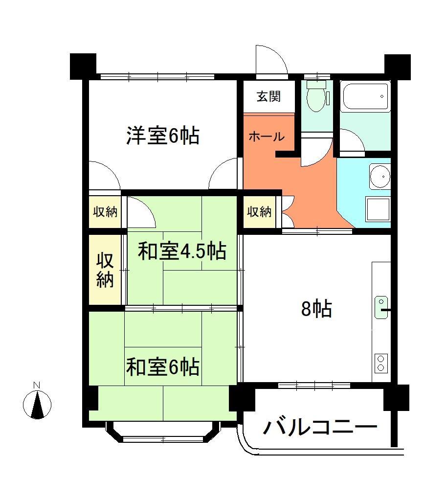木瀬川リバーサイドマンション(3DK/2階)の間取り写真