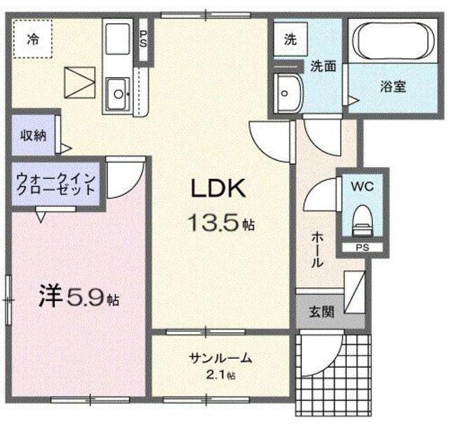 リオラ II(1LDK/1階)の間取り写真
