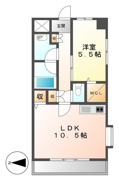 LA DOUCEUR山王(1LDK/11階)の間取り写真