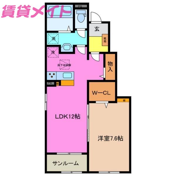 エトワール C(1LDK/1階)の間取り写真
