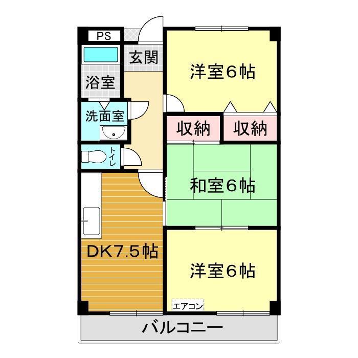 ベルベ三笠(3DK/3階)の間取り写真