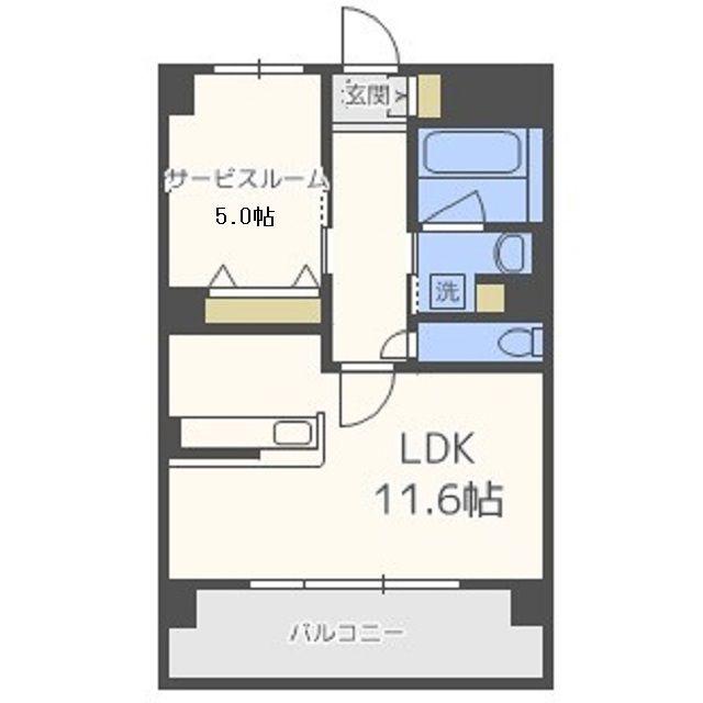 ブル フォルトゥーナ扇町(1LDK/3階)の間取り写真