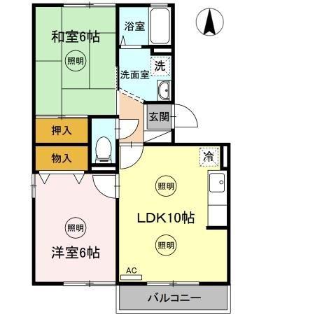 ファミーユタイチ A棟(2LDK/2階)の間取り写真