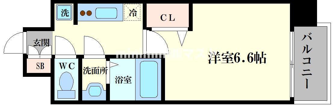 プレサンス大国町アドロッソ(1K/14階)の間取り写真