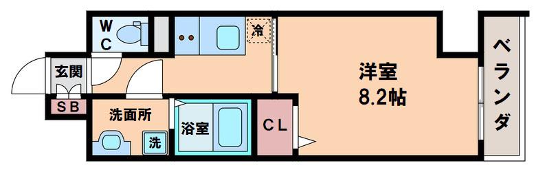 ウィングコート天王寺(1K/2階)の間取り写真