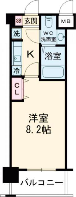 アプリーレ神戸元町(1K/9階)の間取り写真