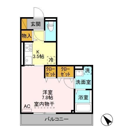 プランドール松美台(1K/2階)の間取り写真
