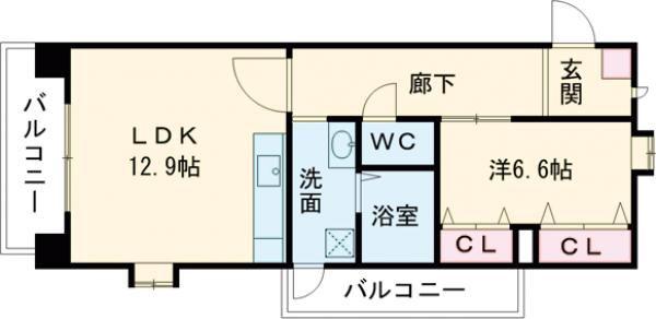 ラピュタ(1LDK/9階)の間取り写真
