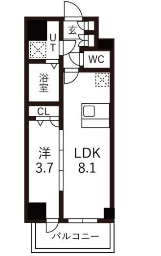 メイクスデザイン名駅南(1DK/5階)の間取り写真