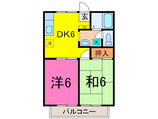 グランデュール高野(2DK/2階)の間取り写真