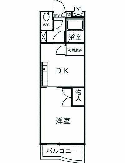 グリーンツリー(1DK/2階)の間取り写真