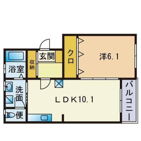 スタンドリバー賀茂Ⅱ(1LDK/2階)の間取り写真