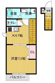 NEWS ROW(1K/2階)の間取り写真