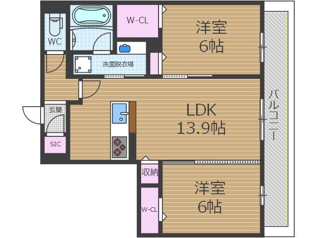ラヴィエール南茨木Ⅱ(2LDK/3階)の間取り写真