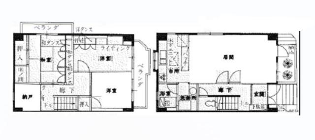 ヴィラ柿の木坂(3LDK/1階)の間取り写真