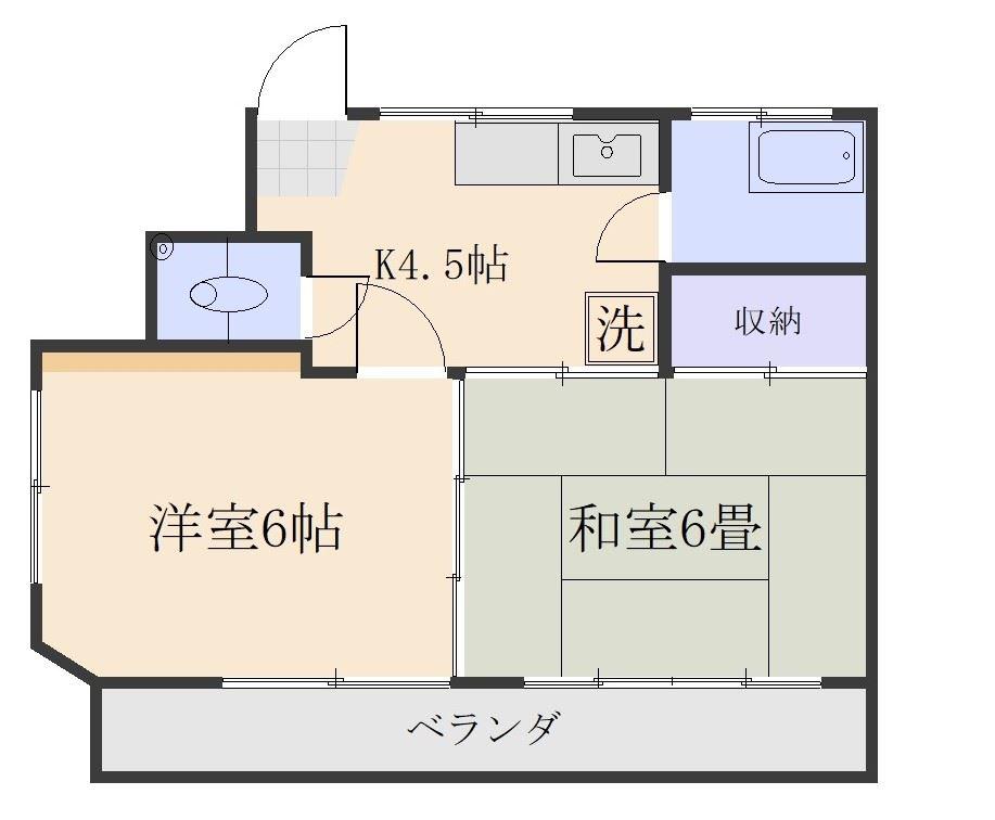 たけマンション(2DK/4階)の間取り写真