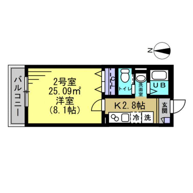 AJ新小岩ノースII(1K/2階)の間取り写真