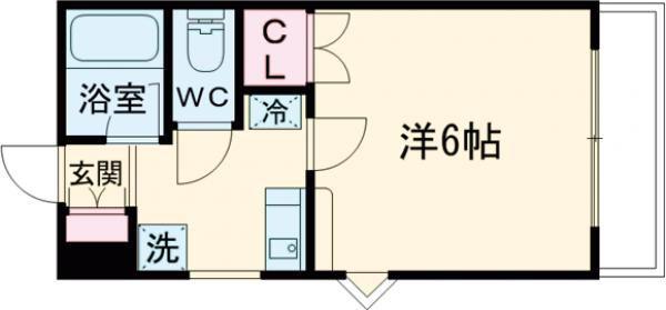 ロアール上天満(1K/4階)の間取り写真